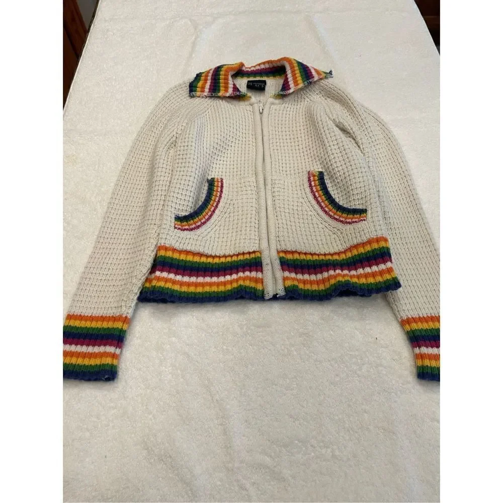 Children’s Place rainbow long sleeve zipper sweater Medium 7/8